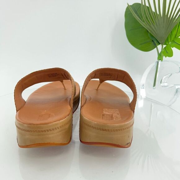 Fitflop Women's Walkstar Sandal Size 10 Thong Slide Shoe Brown Tan Leather - Picture 5 of 16